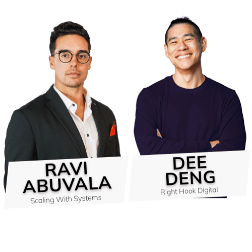 Ravi Abuvala & Dee Deng Ravi Abuvala, CEO of Scaling with Systems; Dee Deng, CEO of Right Hook Digital